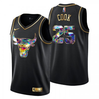 Chicago Bulls #25 Tyler Cook Men's Golden Edition Diamond Logo 202122 Swingman Jersey - Black Men's